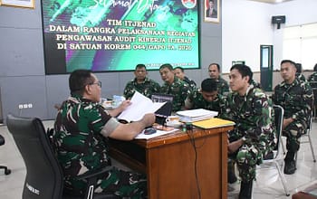 Kunjungi Korem 044/Gapo, Itjenad Lakukan Pengawasan dan Pemeriksaan Pelaksanaan Program Satuan
