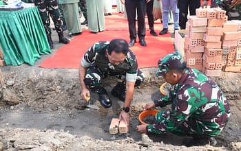 Groundbreaking Mushola di Desa Muara Gula, Korem 044/Gapo Hadir Tebar Kepedulian