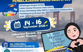 SMK Negeri 1 Palembang Perpanjang Pembelajaran Jarak Jauh (PJJ) Akibat Kondisi Udara Tidak Sehat
